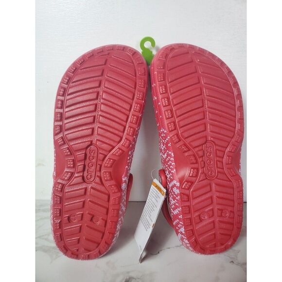 NWT Classic Lined Red White Christmas Holiday Crocs Men\'s 8 Women\'s 10 main image 2